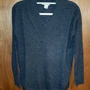 AUTUMN CASHMIRE Dark Grey V-Neck Sweater 100% Pure Cashmere Medium M